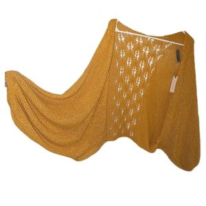Anthropologie yellow Tahani Crochet Knit Lantern Sleeve Open Cardigan NWT
